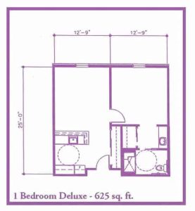 1 Bedroom Deluxe, 625 sq. ft.