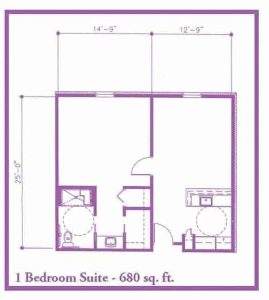 1 Bedroom Suite, 680 sq. ft.