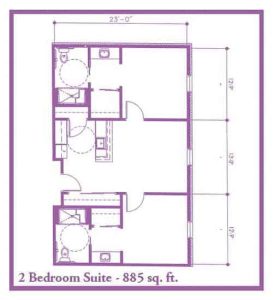 2 Bedroom Suite, 885 sq. ft.