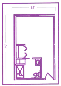 1 Bedroom, 375 sq ft.