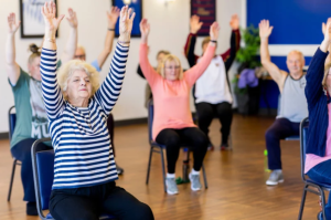 Senior group fitness class